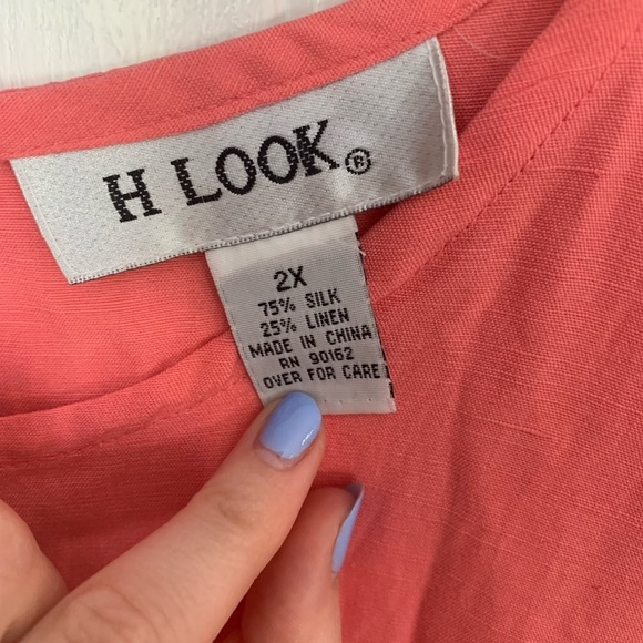 Pink Silk & Linen Maxi Tank Dress 2X - Picture 3 of 4